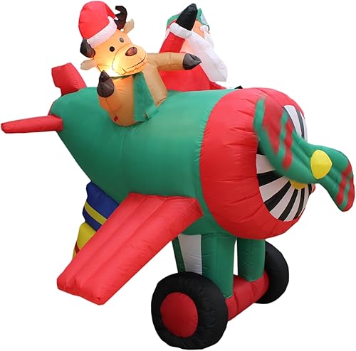 Miniatura 4 de Papá Noel inflable de Navidad animado de 6 pies y reno en helicóptero para decoración de patio