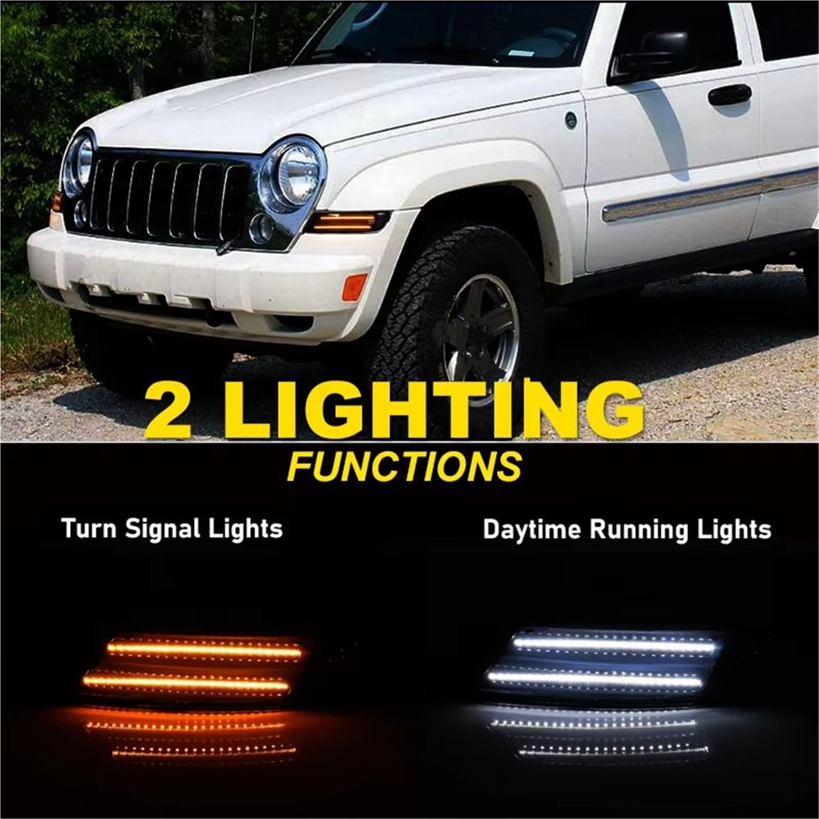 Indicatore di Direzione Per Jeep Per Liberty 2005-2007 LED DRL Luci Marcia Fendinebbia Paraurti Anteriore Fari Indicatori Direzione Auto 12V Luci di Posizione(Smoked Lens)