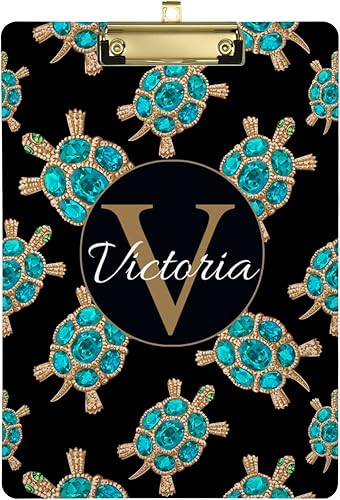 Miniatura 1 de Portapapeles de tortugas de diamante personalizadas, tamaño carta, cartón de plástico personalizado con clip de metal para colgar, tablero de clip