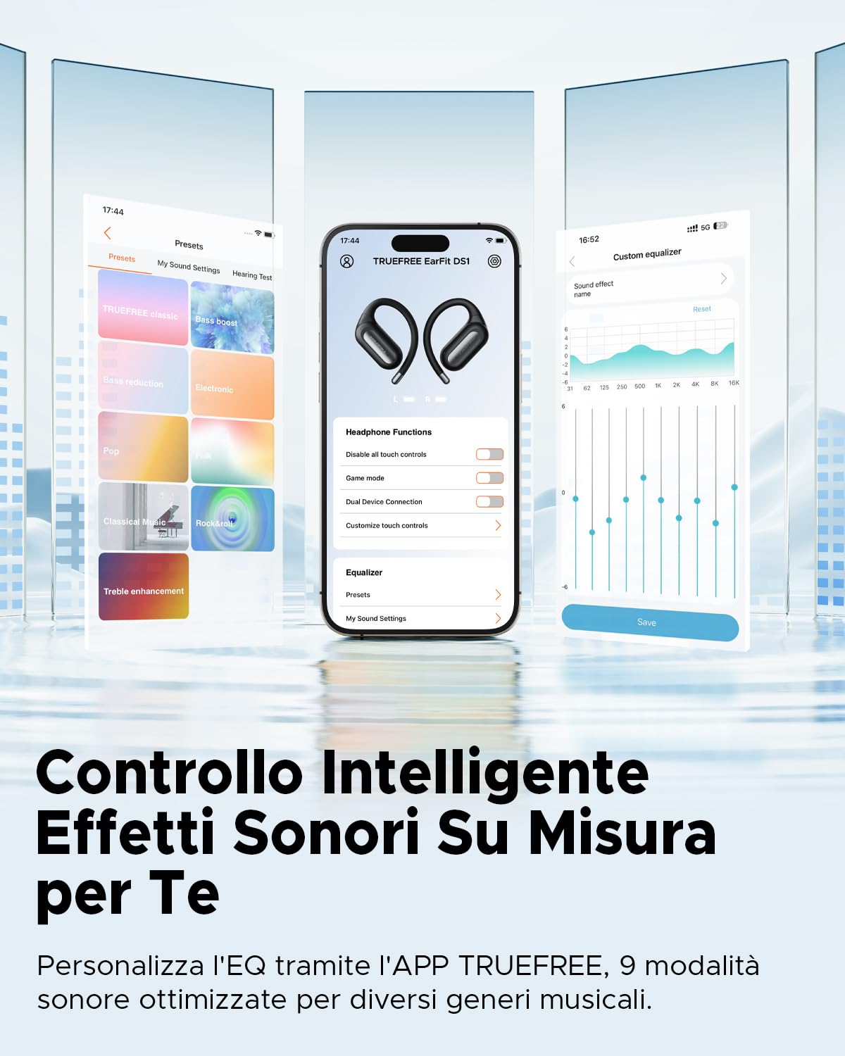 truefree EarFit DS1 Cuffie Bluetooth 6.0, Wireless Auricolari Sport con Cordino, 40 Ore di Riproduzione, 4 HD Mics, IPX5 Impermeabili, Controllo Tattile, per Corsa/Fitness/Palestra, Nero
