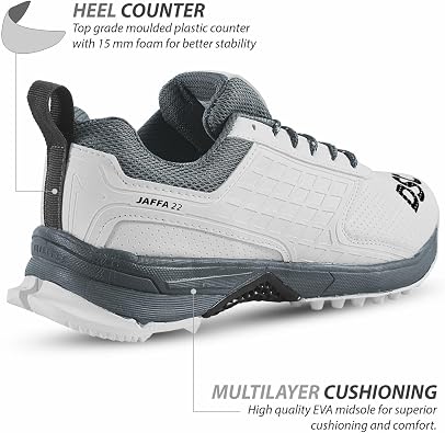 DSC Jaffa 22 Cricket Shoes for Mens, Size UK - 9, Color - White - Grey