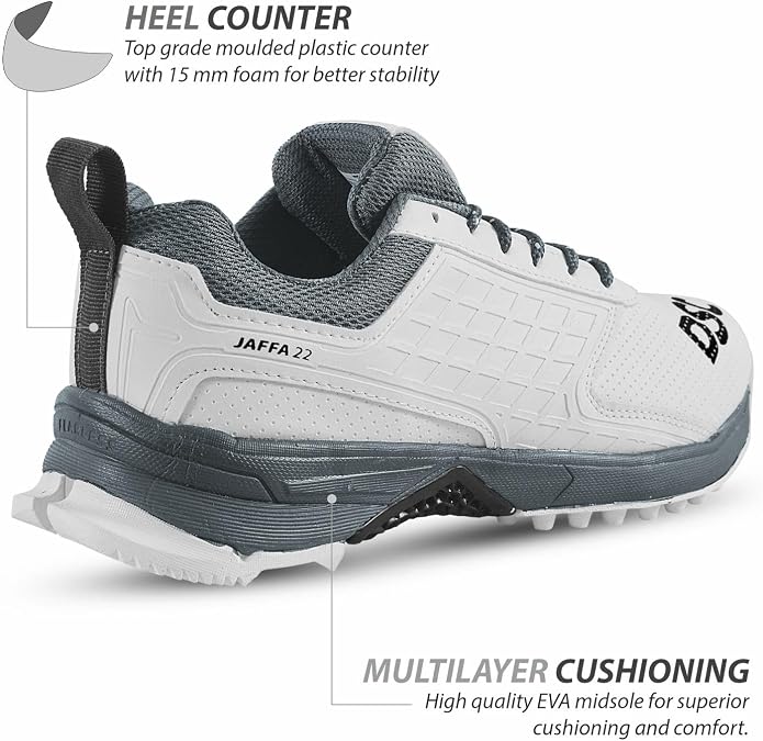 DSC Jaffa 22 Cricket Shoes for Mens, Size UK - 9, Color - White - Grey