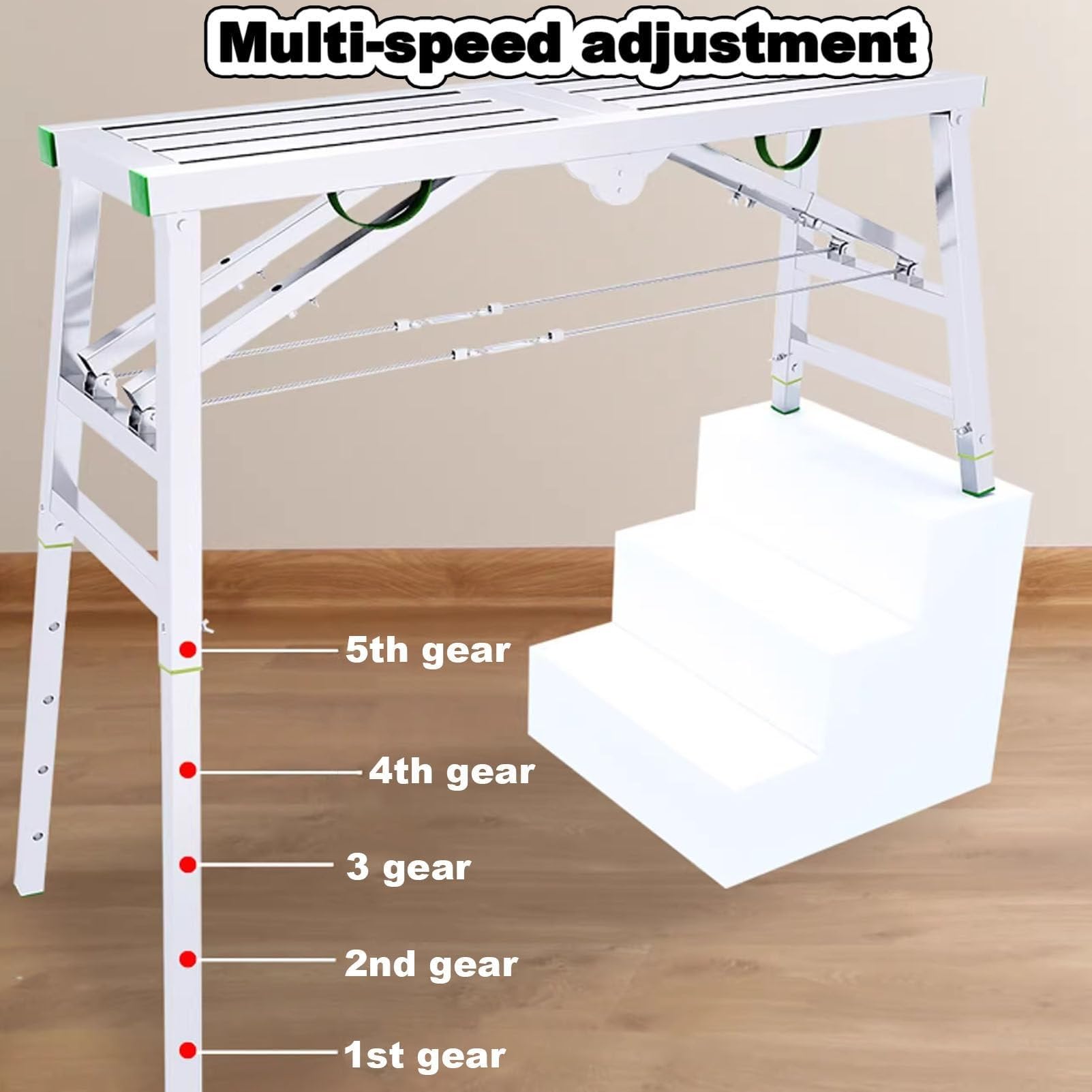 Plataforma de Trabajo Plegable portátil,Plataforma de Trabajo Ajustable,Escalera de Acero Plegable,Escalera de andamio de Acero Plegable,Carga máxima de 181 kg (120 cm/3,9 pies)