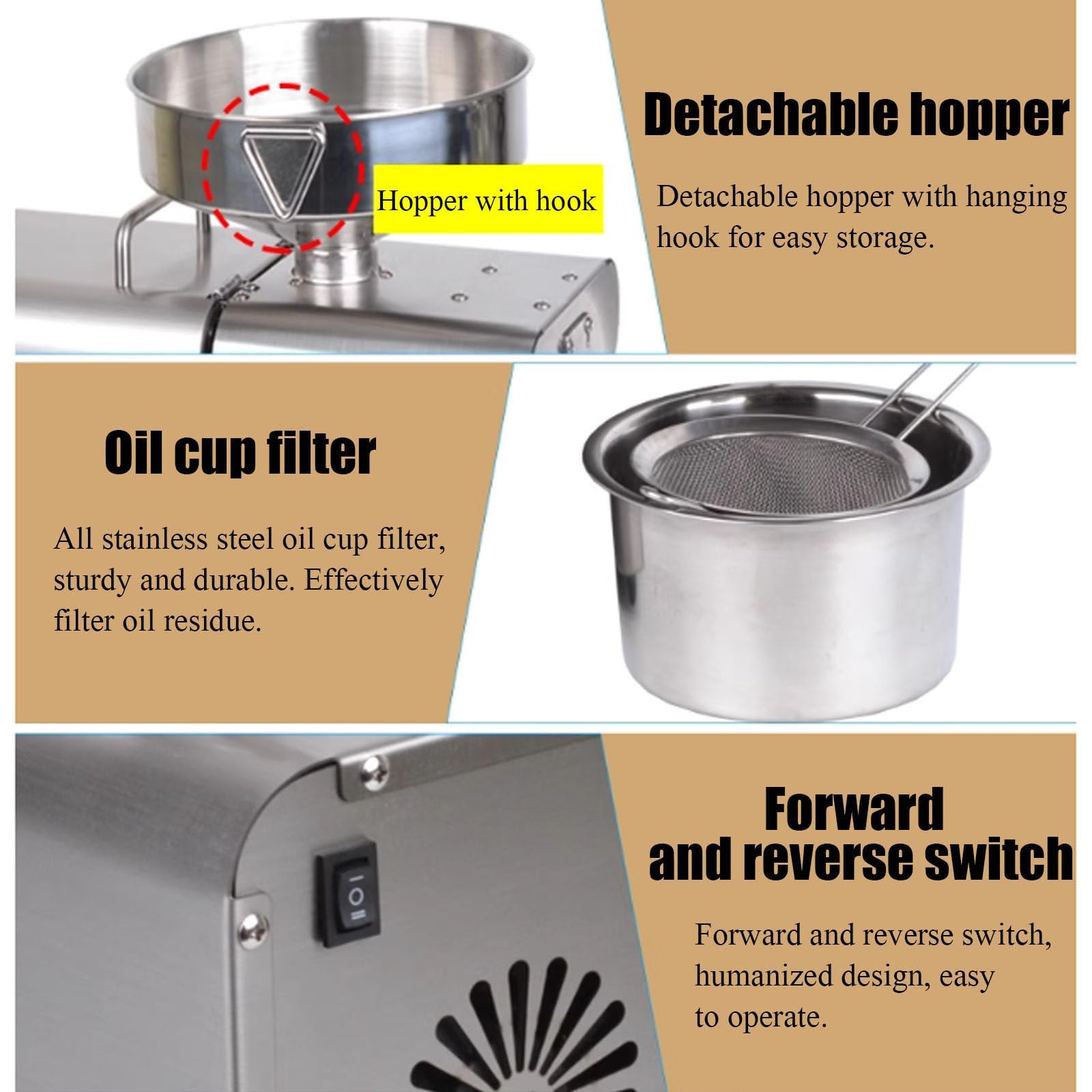 Prensa de Aceite automática, Extractor de Aceite Comercial de Acero Inoxidable para prensado en frío/Caliente, Extractor de Aceite de Grado alimenticio.