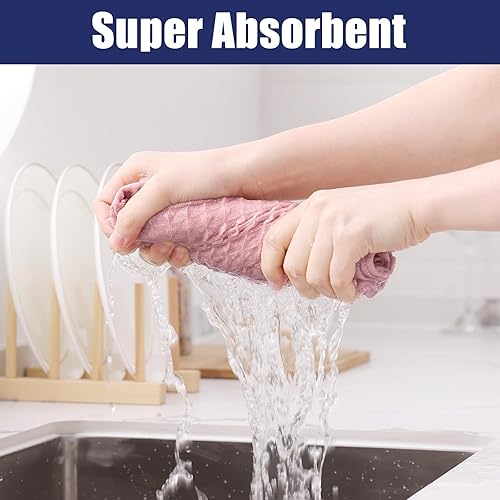 Miniatura 147 de Homaxy Trapos de cocina de microfibra con tejido de gofre, 12 x 12 pulgadas, ultra absorbentes y de color sólido, paños de cocina de secado rápido