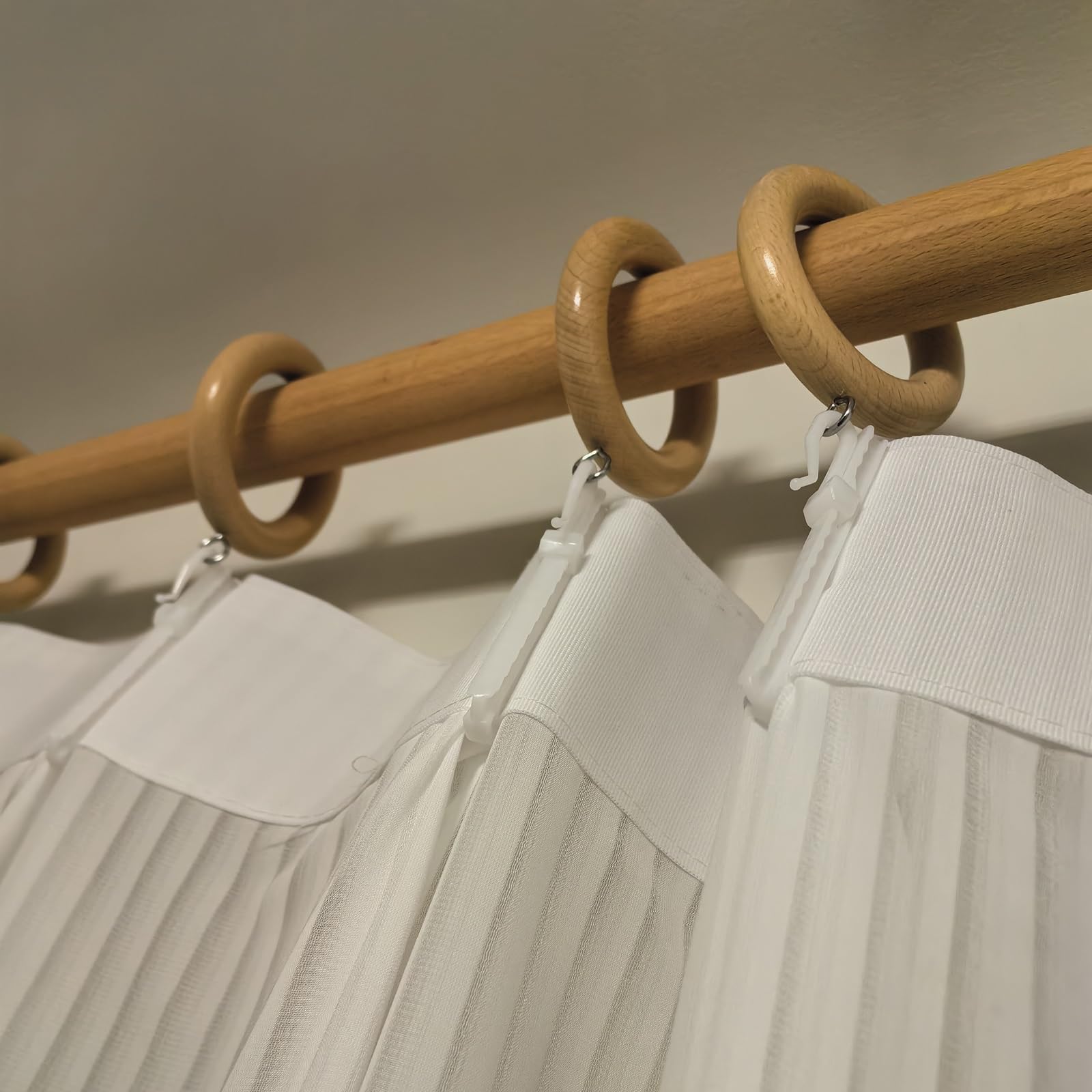 Gancio in legno con fibbia romana in legno massiccio ispessito, design silenzioso, 1 pezzo (include gancio in plastica), ideale per appendere tende eleganti decorazioni per la casa
