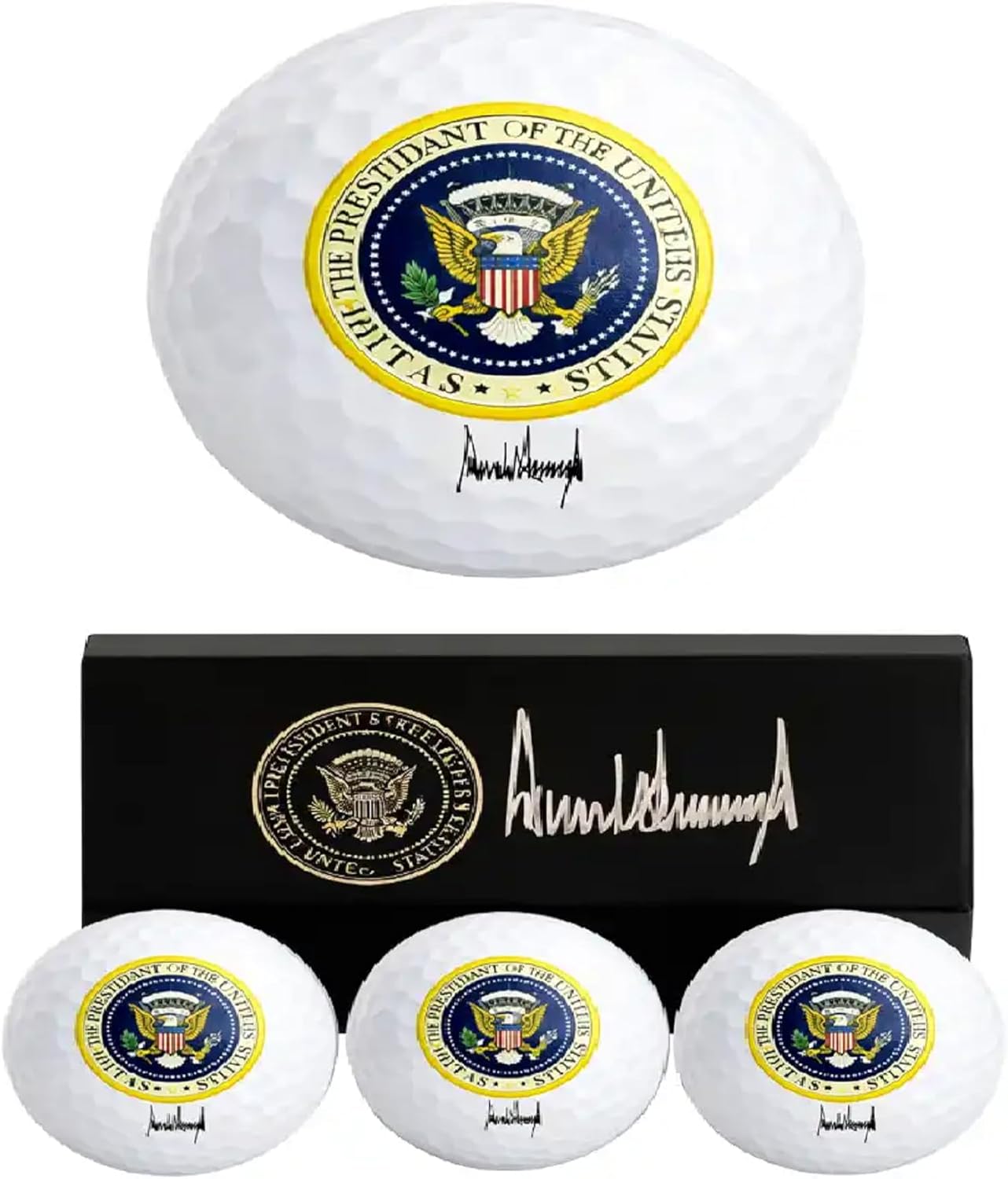 Presidential Collectible Golf Balls Set with Donald Trump Signature, White, 3-Pack with Display Gift Box | Premium Collectible Golf Ball Set, Trump Golf Gift for Men