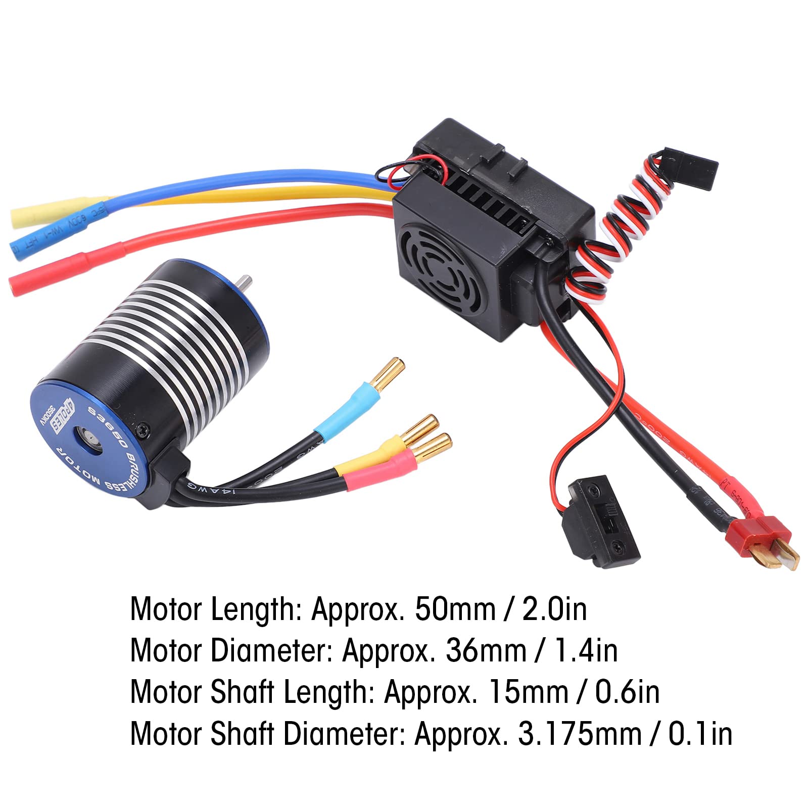 RC 3650 3500KV 4-biegunowy bezczujnikowy zestaw silników bezszczotkowych z ESC do samochodu RC 1/10 Srebrny Czarny