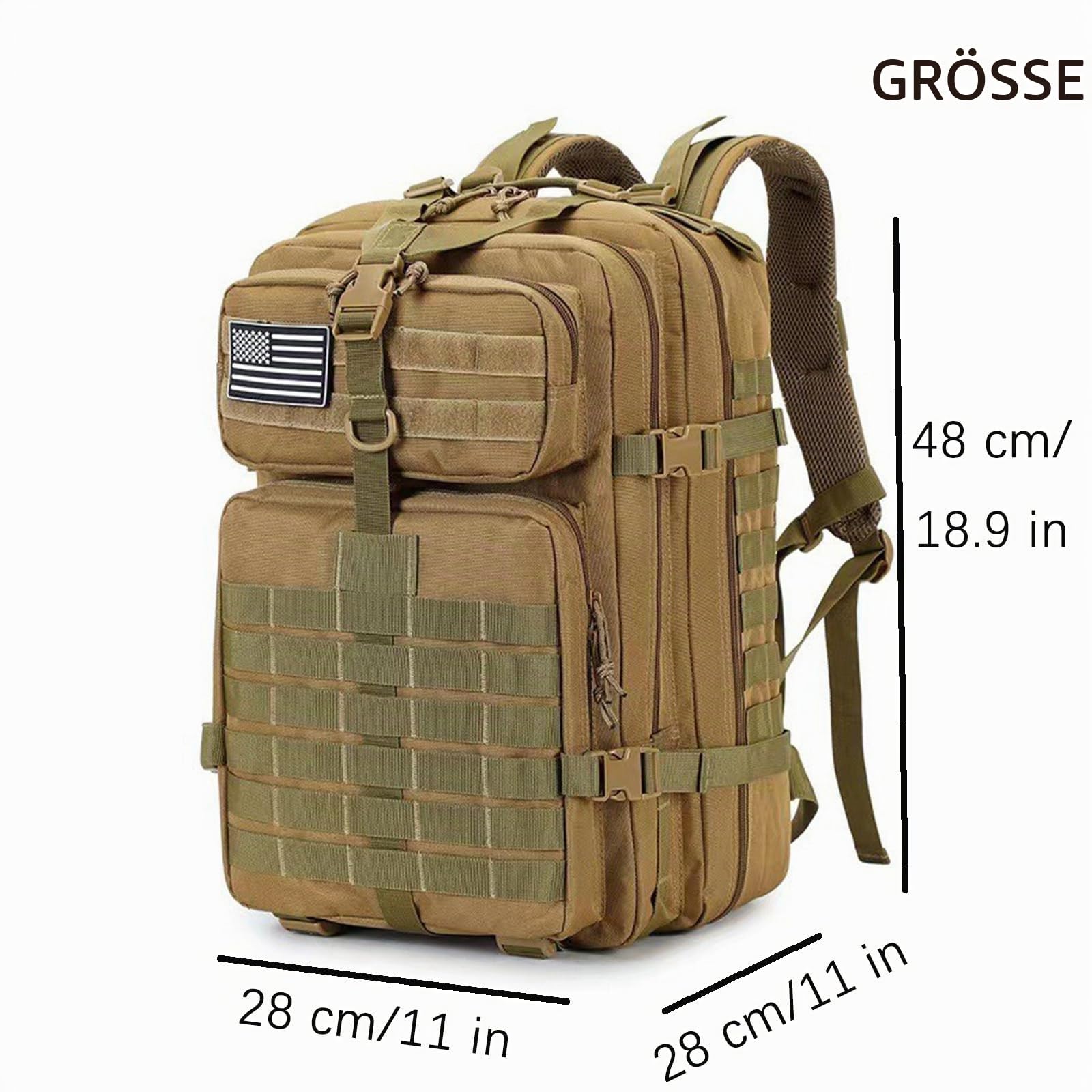Militär Rucksack Herren 45L Outdoor Taktischer Rucksack Wasserdicht Survival Military Tactical Backpack Wandern Bundeswehr Rucksack für Camping (Grün)