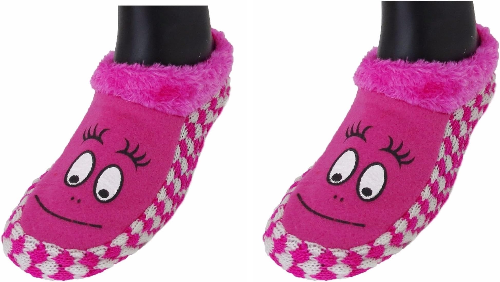 Warm Winter Slipper Socks for Women Ladies Sweet Girl Colorful Booties Slipper Socks Cum Knitted Warm Socks for Indoor use - Soft Rubber Sole - Pink (Fits Size 6 to 7) (Assorted Color)