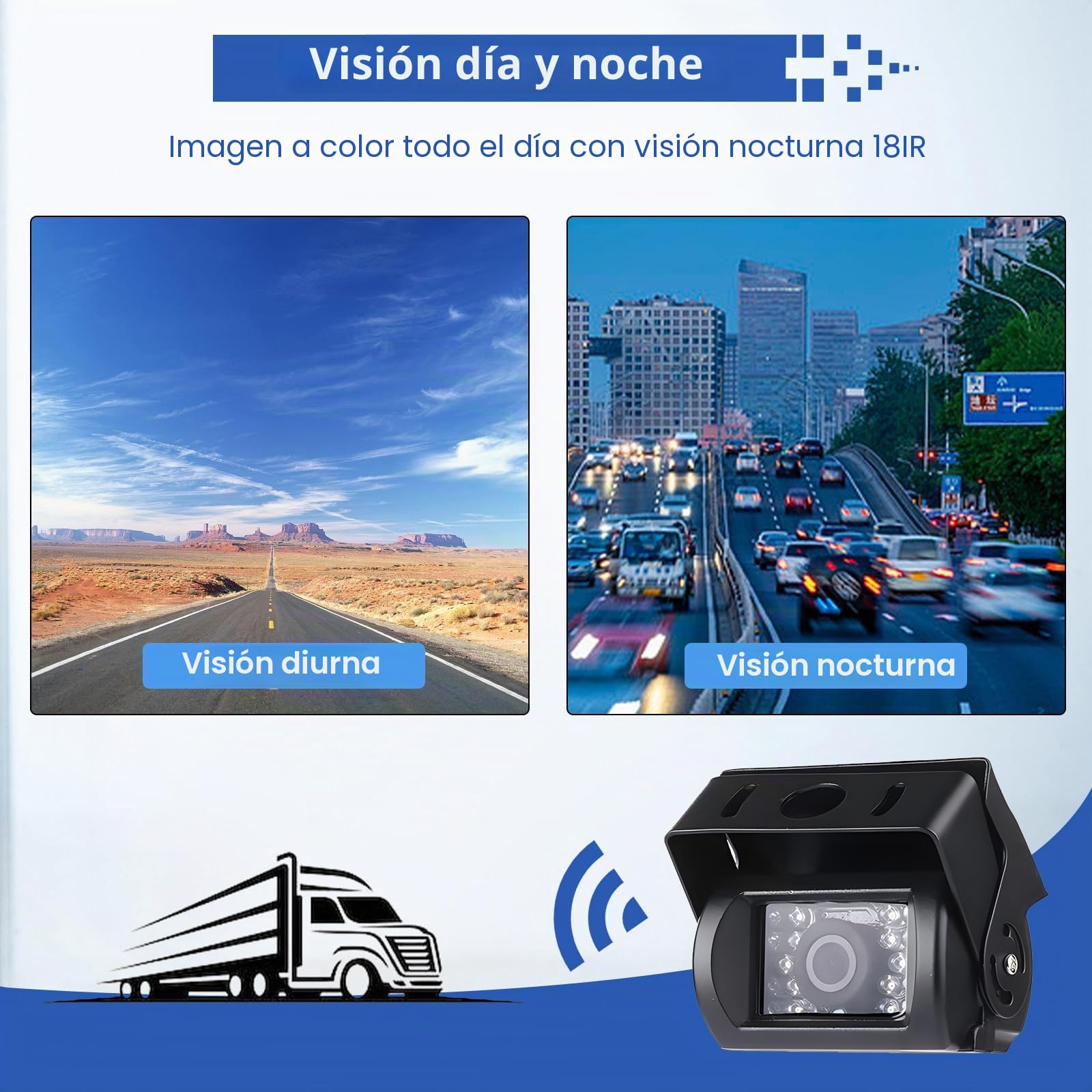 Cámara Marcha Atrás Inalámbrica con Señal Digital Estable con IP68 12V-36V | Adaptado para Numerosos Modelos de Vehículos Cámara de Marcha Atrás con Impermeable IP68 Visión Nocturna