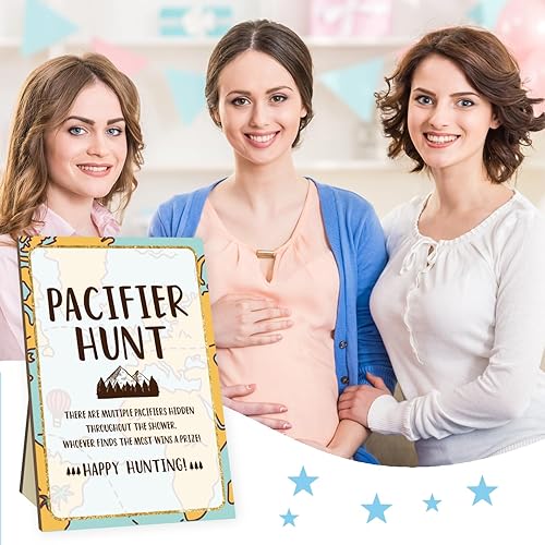 Miniatura 5 de Juego de caza de chupetes para baby shower, juego de caza de chupete para bebé, incluye mapa de aventura, letrero de caza de chupete de madera,