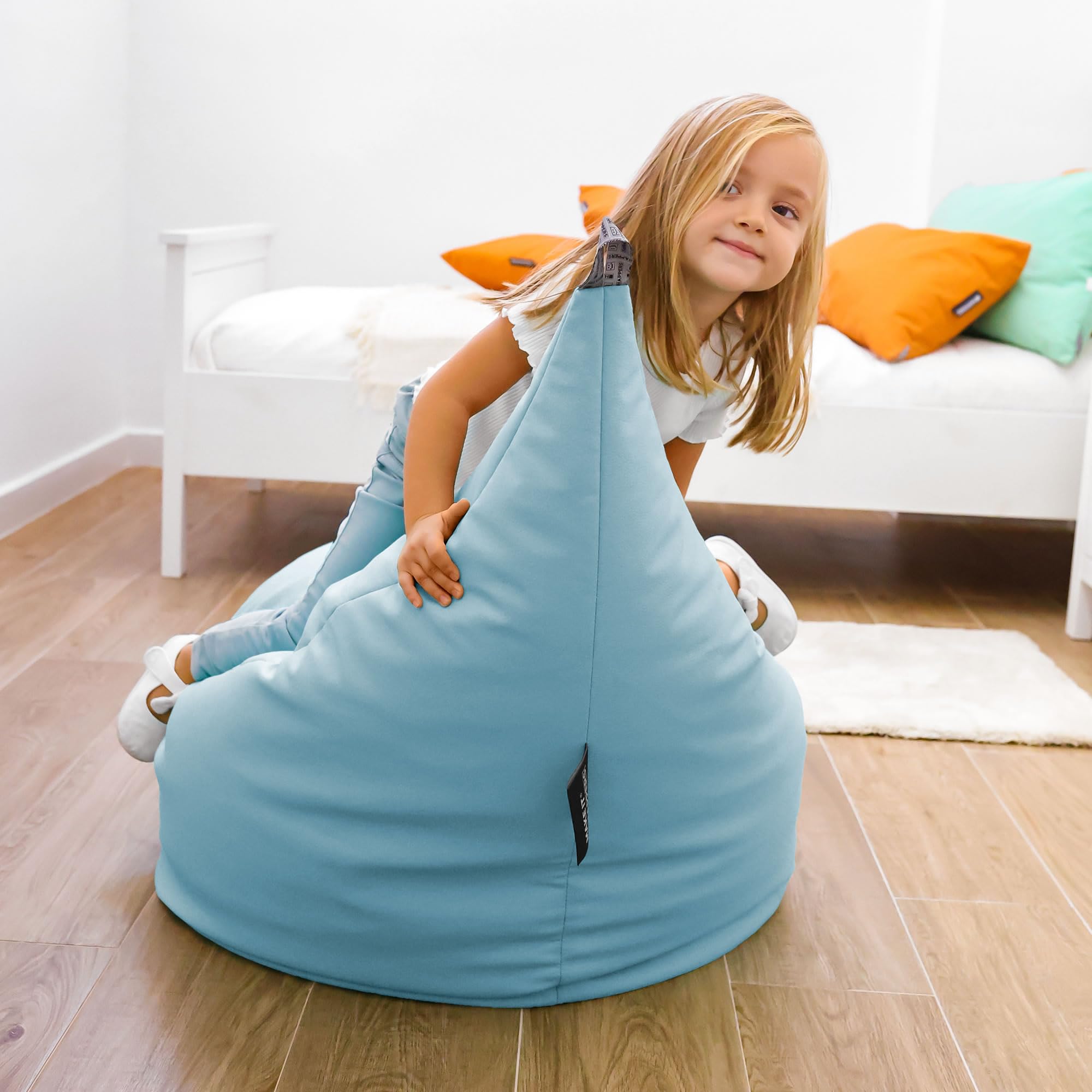 Happers Pouf Enfant Salon ou Chambre Fauteuil Bleu Ciel