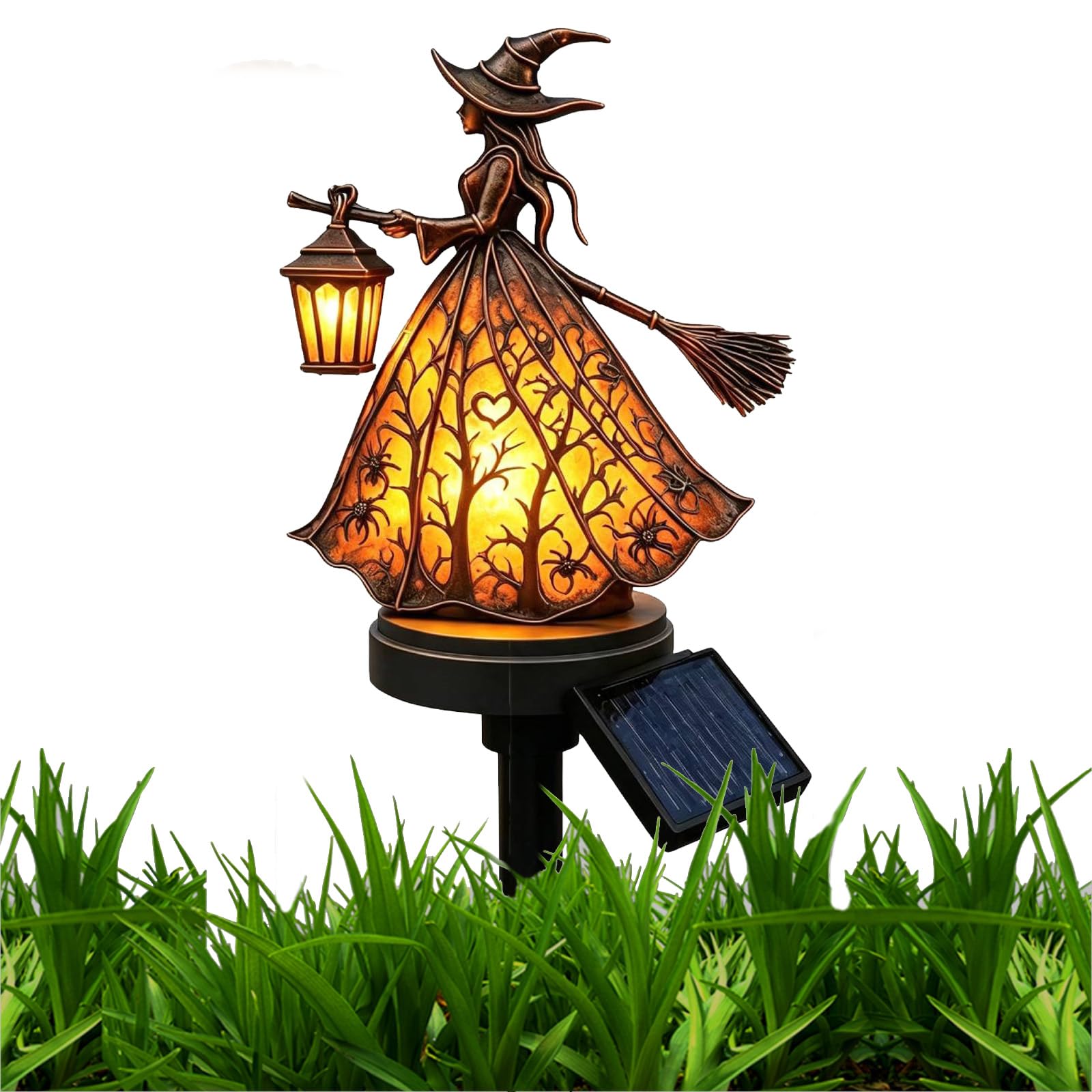Outdoor Solar Witch Lantern Stake Gothic Outdoor Garden Light Halloween