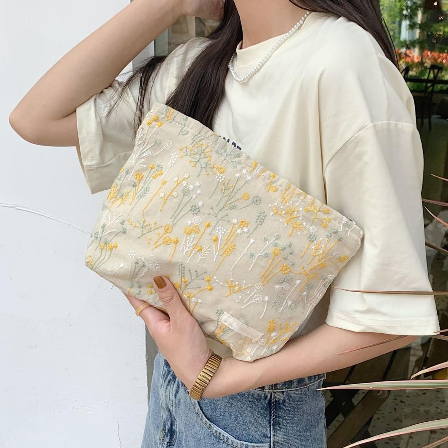 1 Piece Embroidered Cosmetic Bag, Ele Cosmetic Bag, Retro Cosmetic Bag, Floral Cosmetic Bag, Portable Storage Bag - Image 4