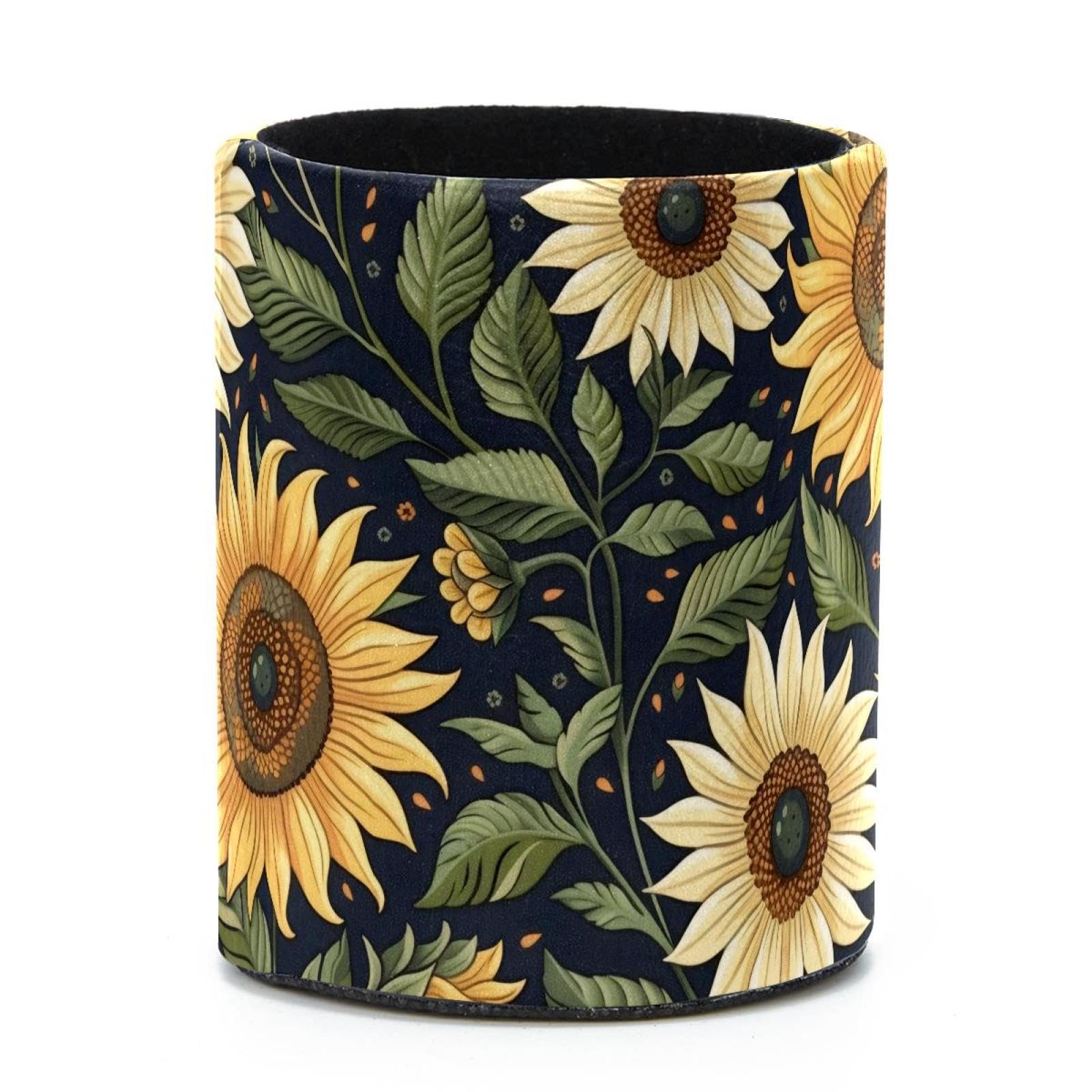 VAPOKF Round Pencil Holders for Desk, Artistic Leaves Pen Holders Pen Pot Makeup Brushes Storage Desktop Stationery Supplies Organiser for Home Office