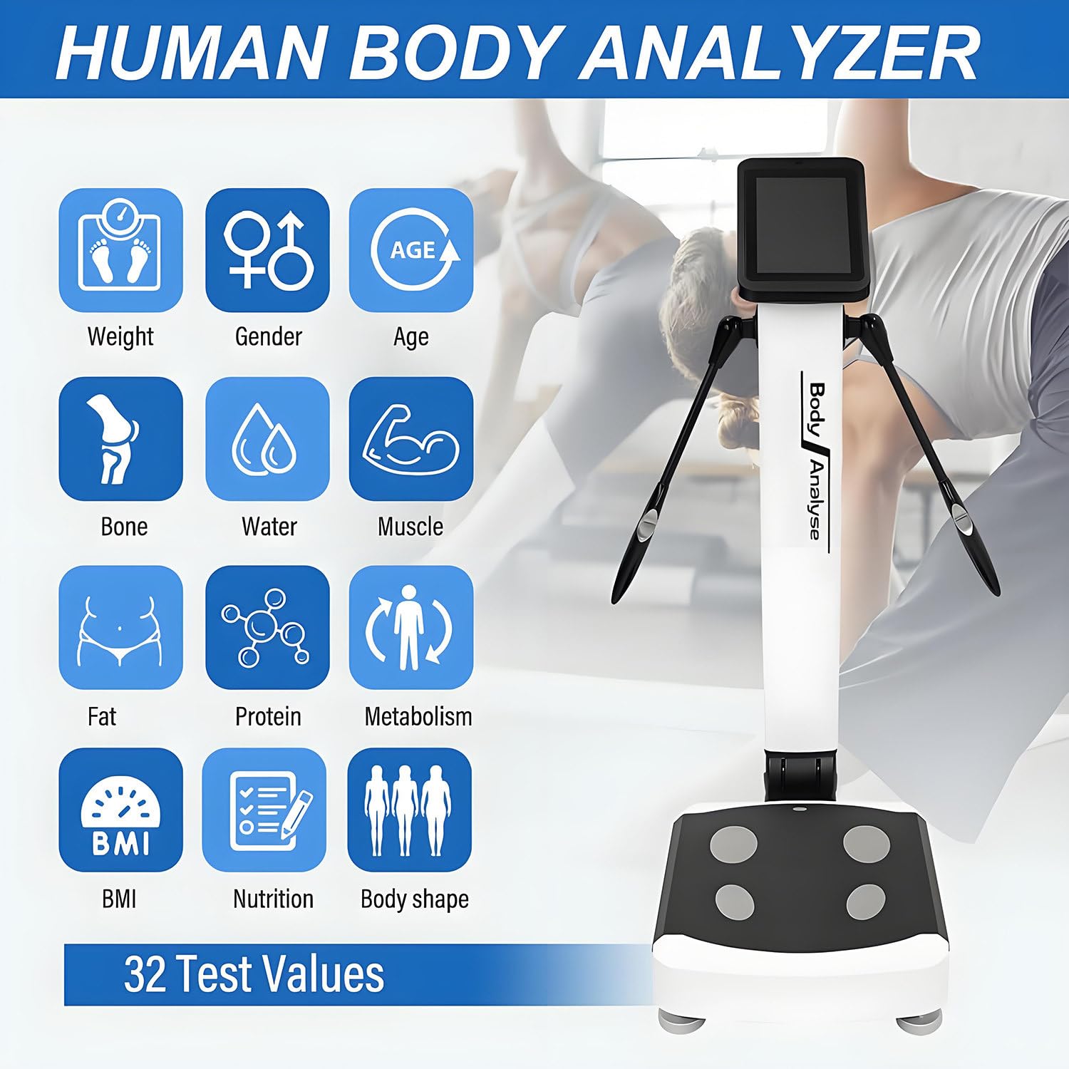 Scanner professionale per il monitoraggio della salute, analizzatore di grasso, scanner per la composizione corporea, strumento di monitoraggio, sincronizzazione WiFi, stampa in tempo reale