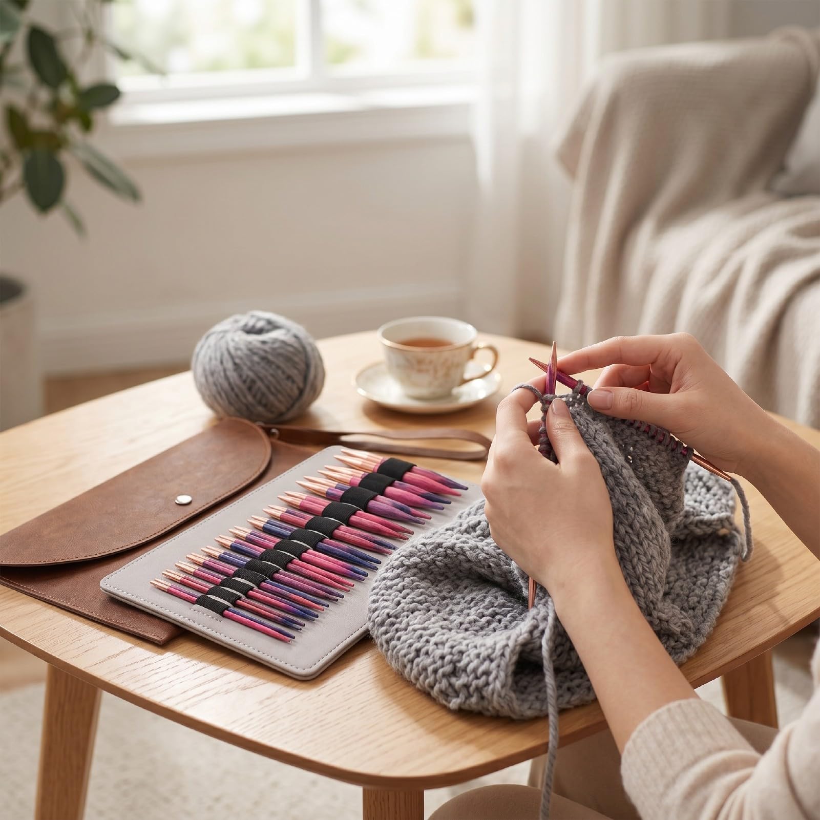 Yctze 13 Paare 10,5 Cm Holz Stricknadel Set für Strickbegeisterte Die Socken Mützen Decken Herstellen Größen 3.0-10.0 Mm mit Klaren Markierungen 4 Kabel Konstruktion Aus Birke