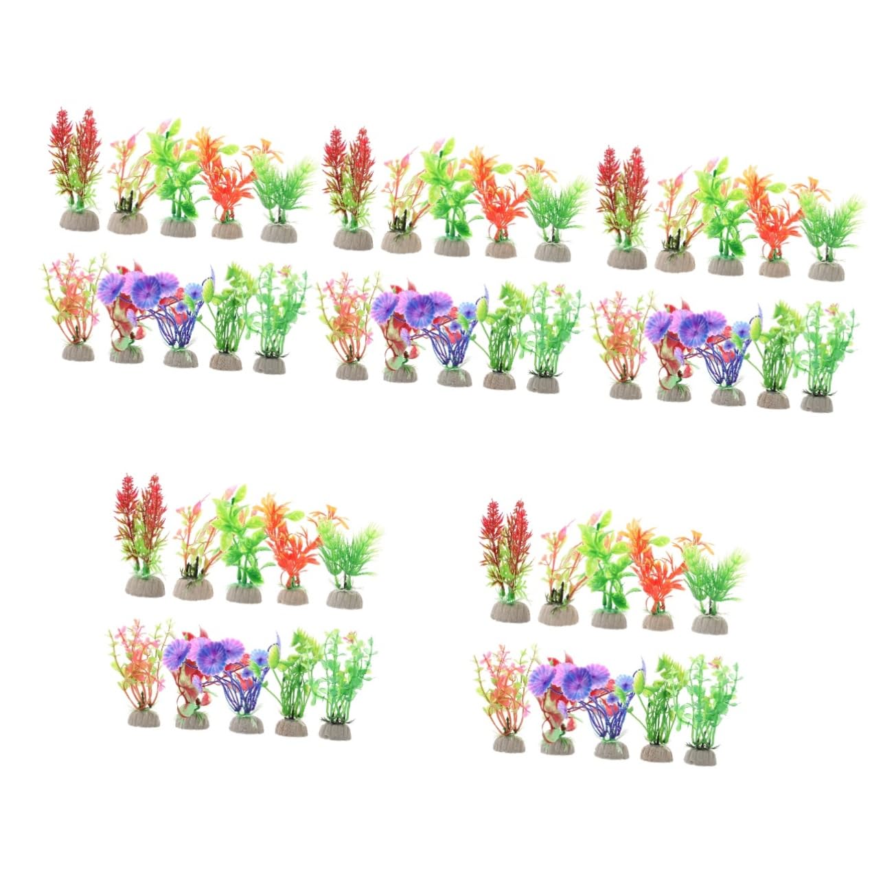 ABOOFAN 5 Set Piante Acquatiche Artificiali Arredamento Carri Armati Acquatico Pianta Decorazioni Per Accessori Per Acquari Piante D'acquario Finte Plastica 10 Pezzi*5