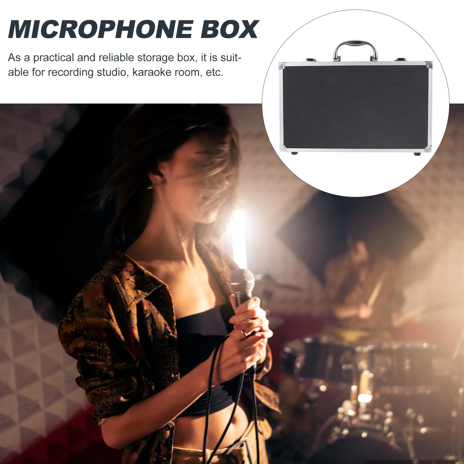 Ciieeo Valigia Protettiva per Microfono Wireless in Alluminio, Custodia Rigida Portatile per 2 Microfoni Handheld, Contenitore Organizer per Apparecchiature Audio, Resistente e Sicura