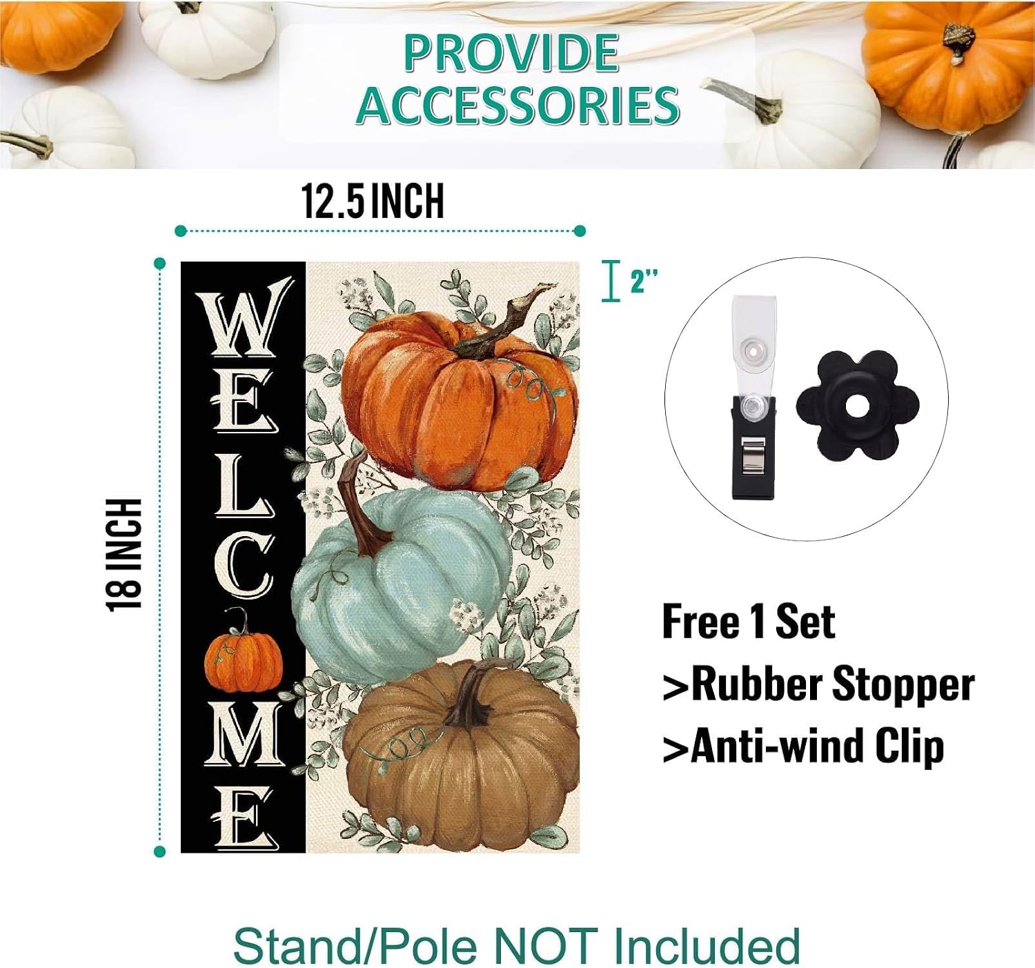 Baccessor 2 PCS Fall Garden Flag 12.5x18 Inch and Fall House Flag 28x40 Inch