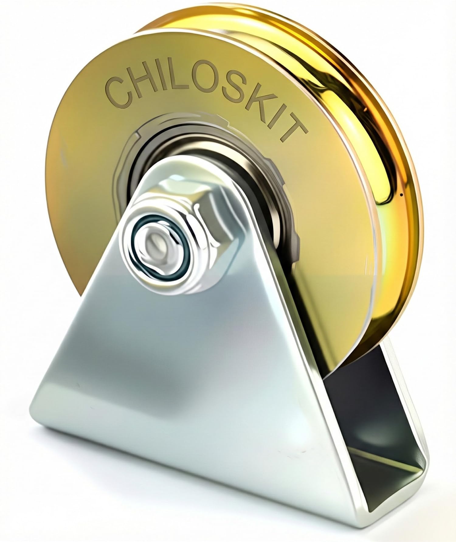 Chiloskit 1.5" Bearing Wheel Wire Rope Pulley Block Bearings Bearing Wire Rope Guide Wheel for Lifting with Triangular Bracket L Bracket, 300LB (