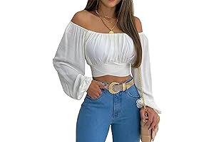 Off-the-Shoulder Crop Top with Sleeves
