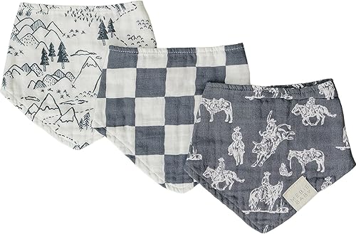 Miniatura 8 de Mebie Baby Babero de muselina de algodón, paquete de 3 baberos para eructos, escupir, baberos, baberos bandana para bebé niño o niña