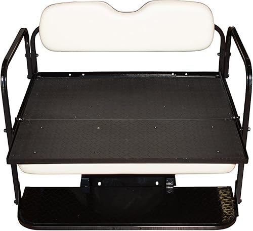 Miniatura 3 de Performance Plus Carts EZGO TXT Golf Cart Rear Flip Seat Kit | Folding Steel Frame Rear Back Seat | White Cushions | Compatible with 1994.5-Up Models
