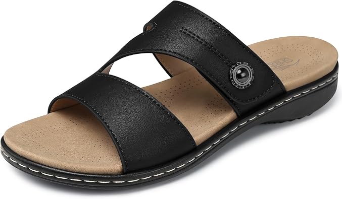 SHIBEVER Flat Sandals For Women Dressy Comfortable Summer - Slip On Arch Support Flats Sandal