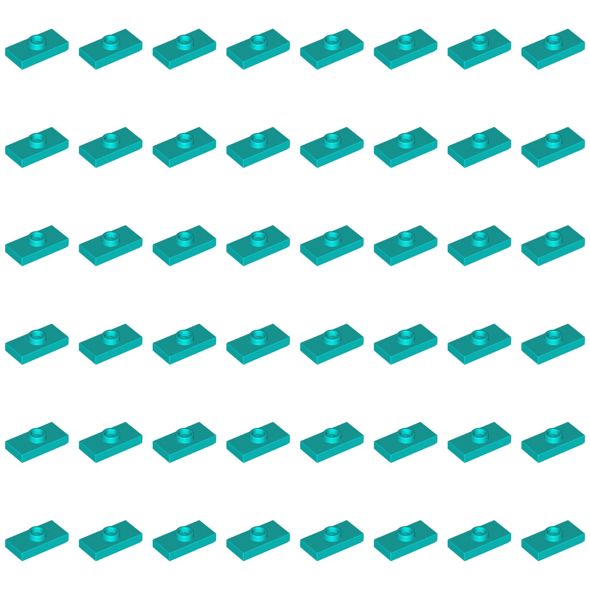 LEGO Modified 1 x 2 with 1 Stud with Groove and Bottom Stud Holder (Jumper), Part 15573 (Dark Turquoise, 10, Bricks)