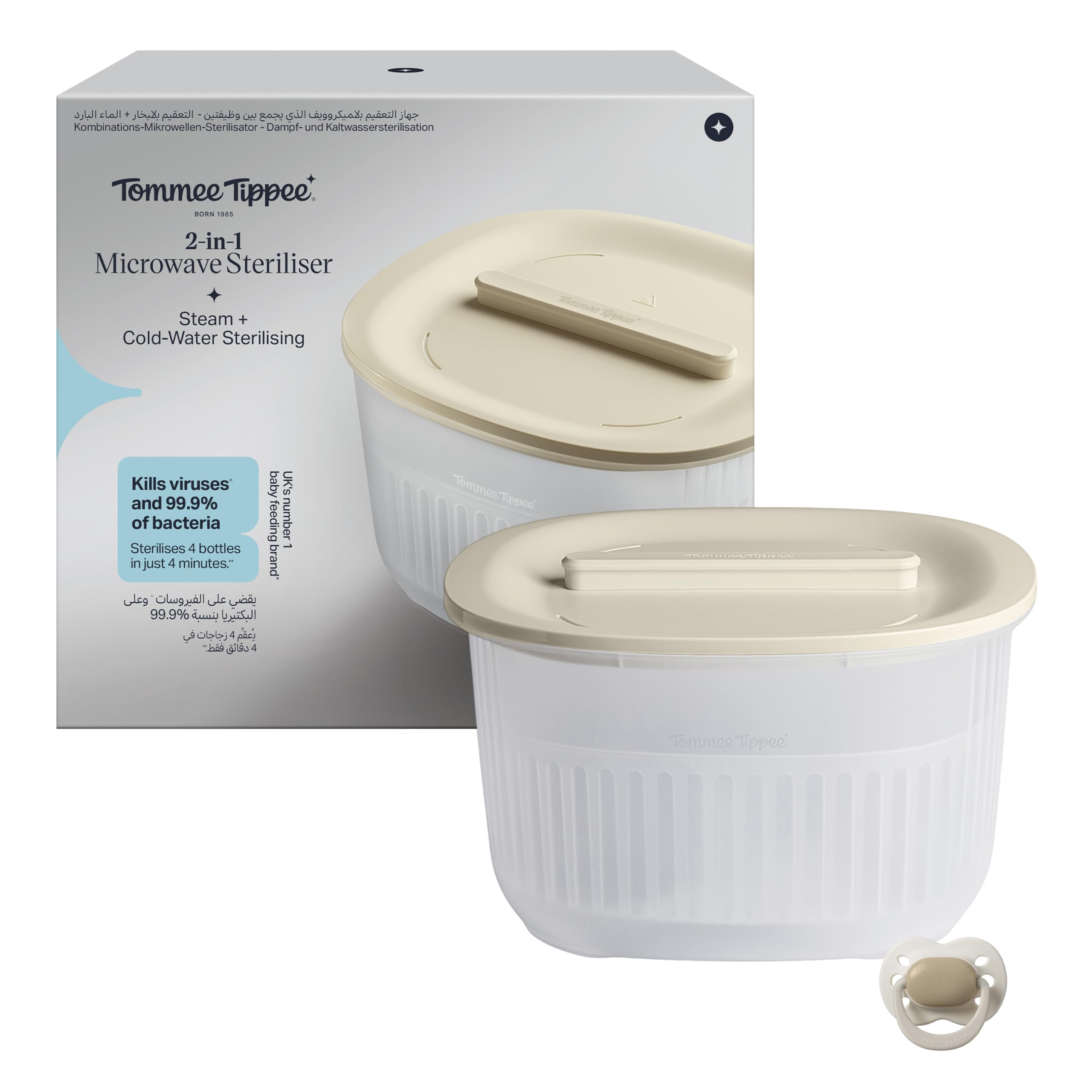 Tommee Tippee Sterilizzatore per Microonde 2-in-1 o Acqua Fredda per Biberon e Accessori