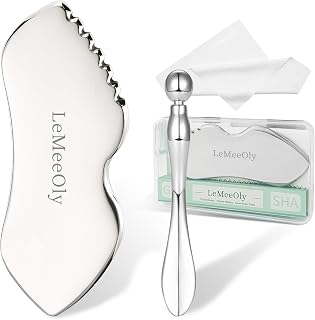 LeMeeOly Stainless Steel Gua Sha Tool & Eye Cream Applicator - Facial Lymphatic Drainage Massager for Face Neck, Skin Care Gift