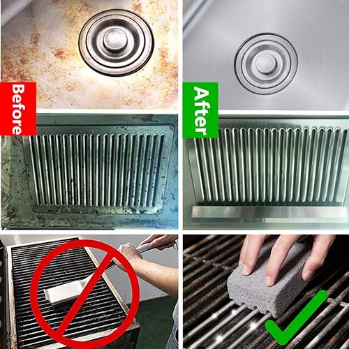 Miniatura 4 de Ajmyonsp Bloque de ladrillos de limpieza para plancha, limpieza de parrilla resistente, ladrillos de piedra, cocinas de parte superior plana,