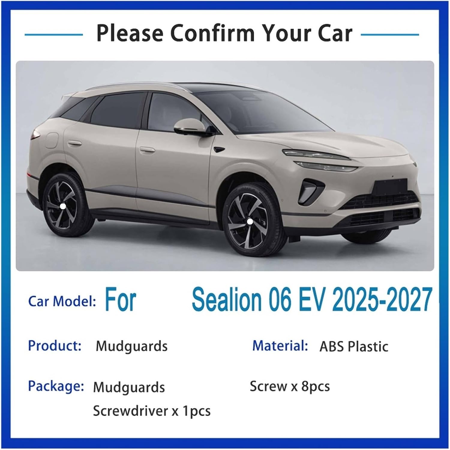 Car Lined Fenders Compatible with BYD Sealion 06 Accessories EV 2025-2027 2026 Mudguard Splash Guard Mud Flaps Fender Wheel Guards Bodykits(Rear 2PCS)