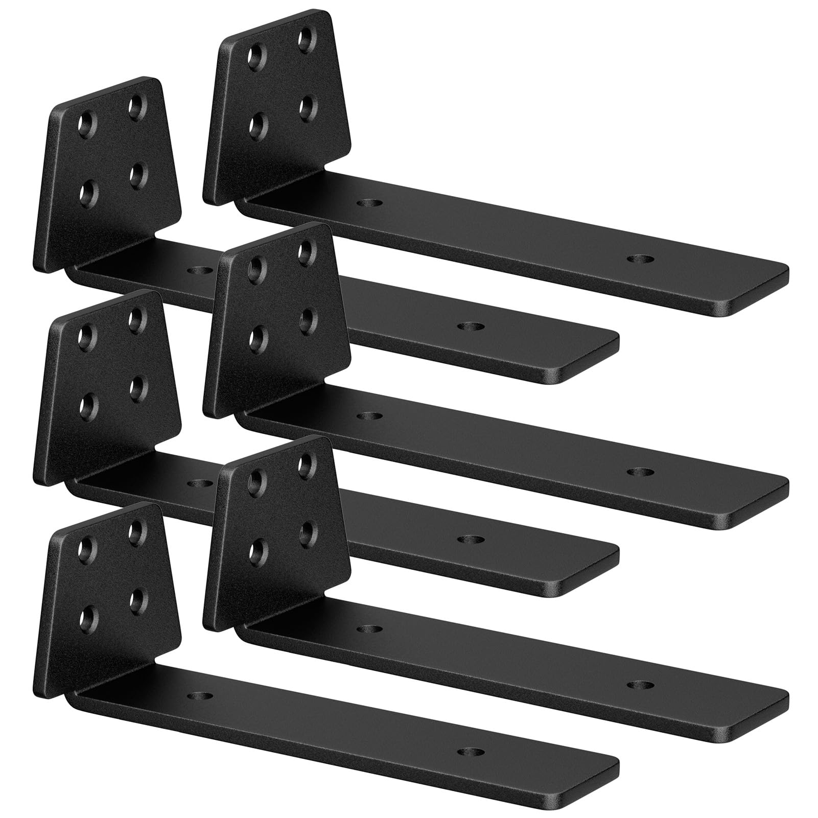 6 staffe per mensole, 20 cm, portata 80 kg, colore nero