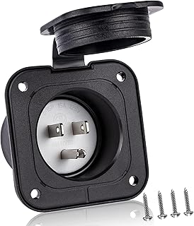 15 Amp RV Electrical Outlet 125V, NEMA 5-15P Shore Power Inlet Plug ETL Certified, 2 Pole 3-Wire Straight Blade with Waterproof Cover, RV Plugs, Inlets & Receptacles