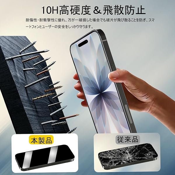 【2枚セット】 iPhone 17 用 覗き見防止 フィルム 180度 いphone 17 ガラスフィルム のぞき見防止 iPhone17 用 覗き見防止 180° 強化ガラス アイフォン 17 左右 覗き見 保護フィルム 【カメラレンズ保護フィルム付き+ガイド枠付き】 - 3