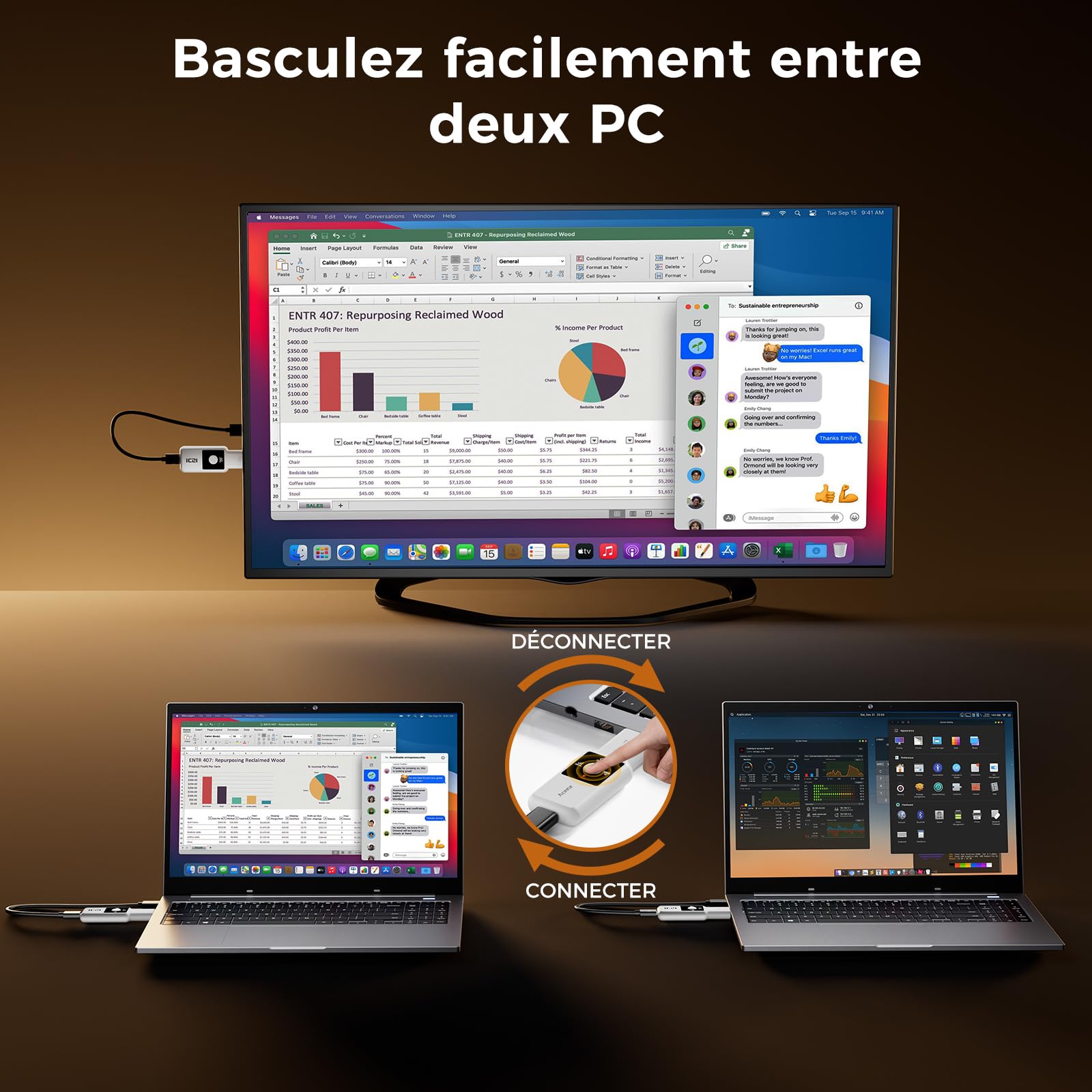 ICZI HDMI sans Fil 1080P 60Hz 50M 2,4G/5G Kit Émetteur et Récepteur pour PC TV HD Projecteur Blanc