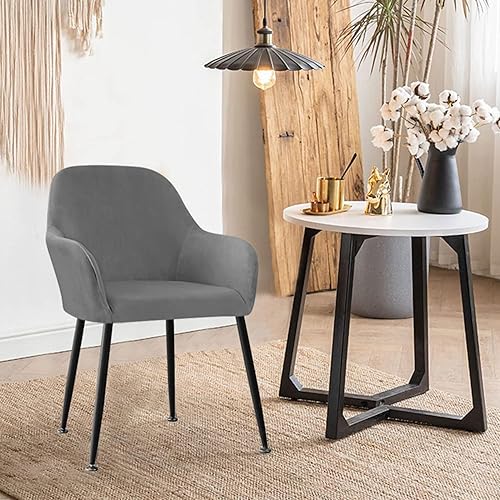 Miniatura 5 de Fundas elásticas de terciopelo para sillas de comedor con brazos, pequeñas y curvas, fundas protectoras para sillas de comedor, juego de 642 para