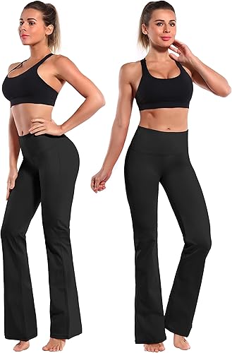 Miniatura 9 de Bubblelime - Pantalones de yoga para mujer con cintura alta, corte de bota, control de abdomen, deportivos, con bolsillos laterales, acampanados, de