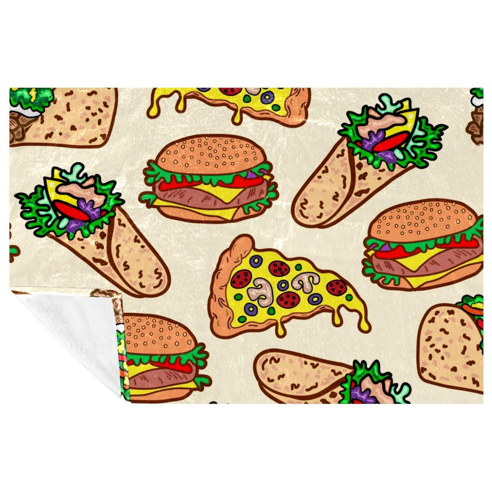 Couverture douce Pizza et Taco | Plaid chaud pour vos soirées canapé et pique-nique en plein air