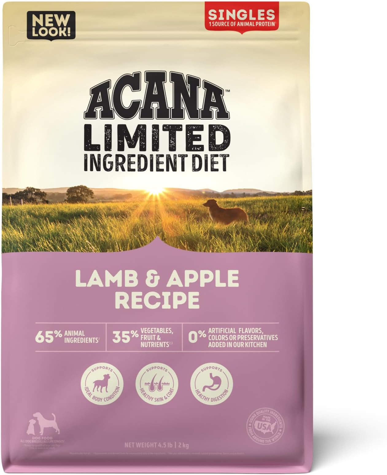 Singles Limited Ingredient Dry Dog Food, Grain-free, High Protein, Lamb & Apple, 4.5lb
