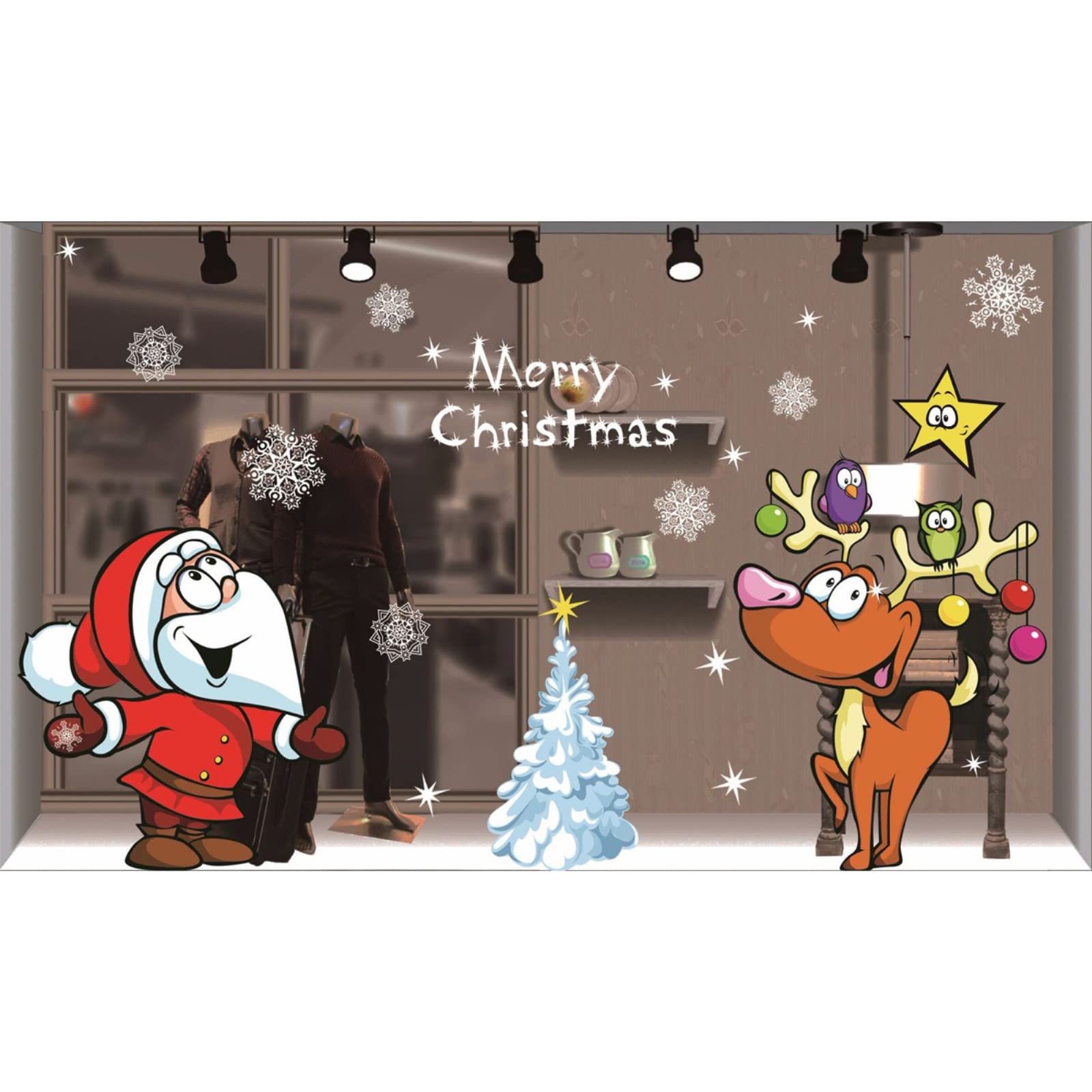 Christmas Window Clings, Double-Side Christmas Window Decal Stickers, Christmas Decorations for Glass Windows (MC-B)