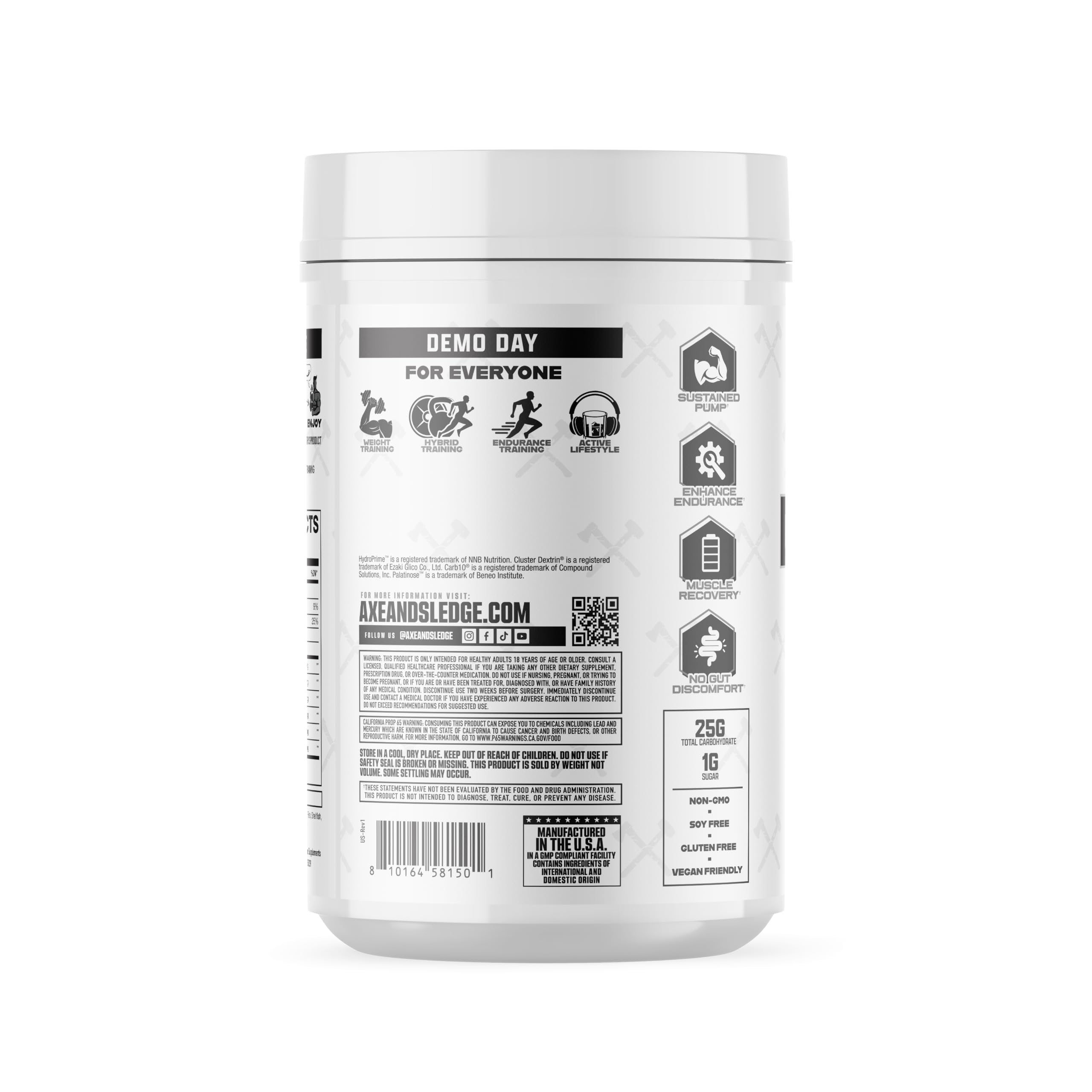 Axe & Sledge Supplements Demo Day Intra-Workout Carbohydrate Powder with Cluster Dextrin, Carb10, Hydromax, & Palatinose, Enhances Performance and Pumps, 30 Servings (Unflavored) — Amazon image 3