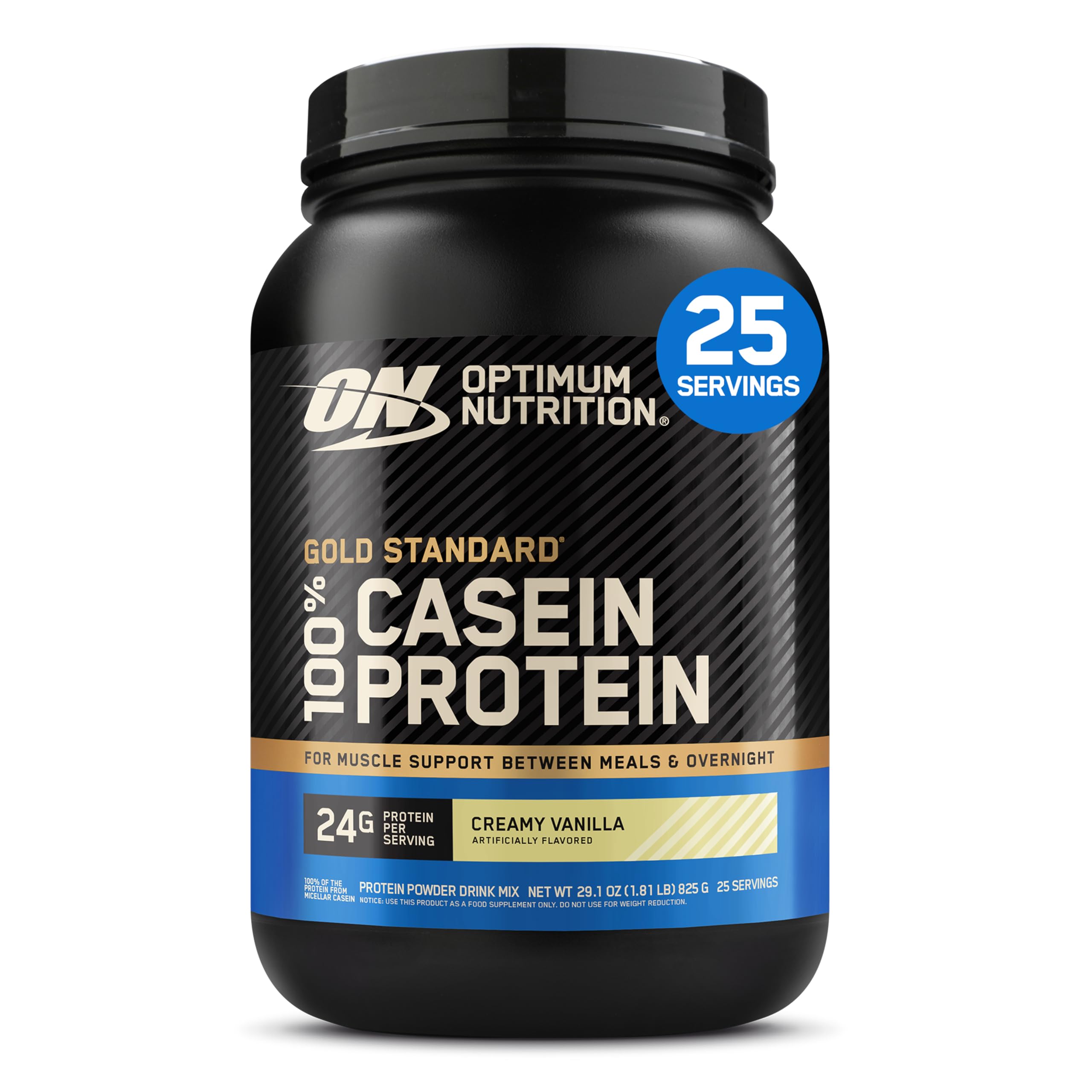 Optimum Nutrition Gold Standard 100% Proteine Caseina in Polvere, Gusto Vaniglia Cremosa, 924g, 28 Porzioni