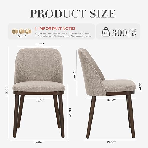 Miniatura 2 de COLAMY Juego de 6 sillas de comedor tapizadas, modernas sillas de cocina con respaldo, sillas laterales de tela con patas de madera para cocina,