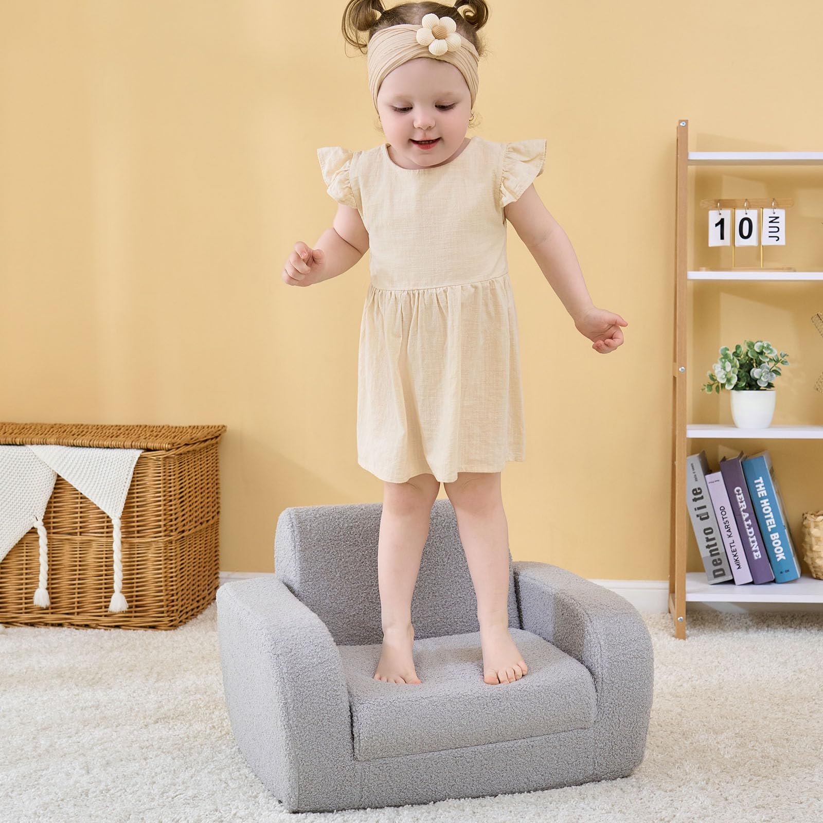 3-in-1 Toddler Couch, Toddler Chairs Comfy 1-3 Years Old, Kids Couch Bed Fold Out, Gifts for 1 2 Year Old Girls Boys 8