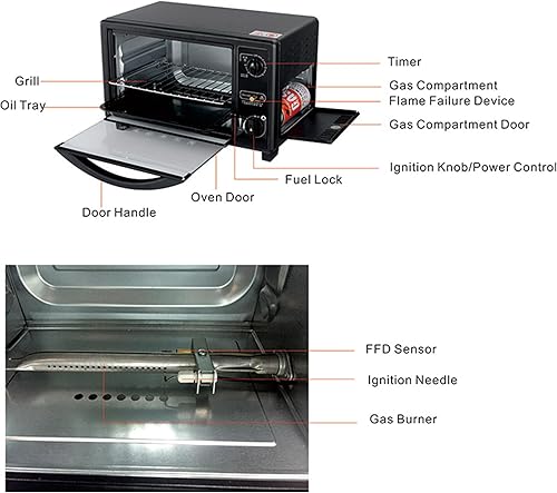 Miniatura 9 de Horno de campamento, horno de gas combinado Camp Chef Horno de campamento al aire libre, caja de horno aislada, estufa de gas butano al aire libre