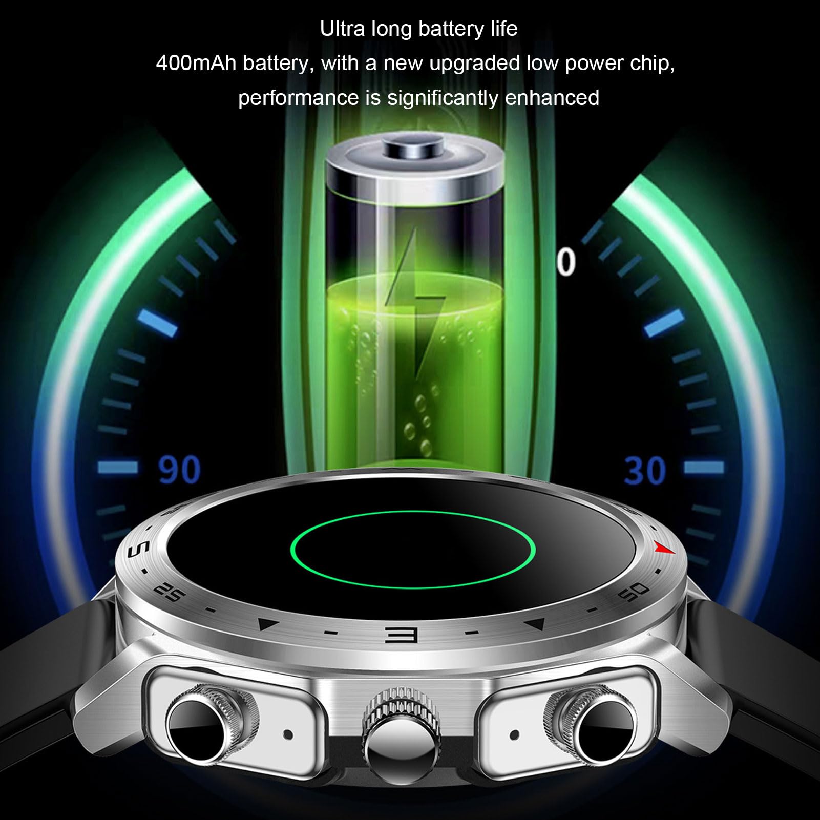 Fabater Reloj Inteligente con Auriculares, Reloj Deportivo IP67 Impermeable | Pantalla HD 360×360 px, 60 Hz y 341 ppi; auriculares BT, clima y deporte, Responder y Realizar Llamadas, for Uso Deporte